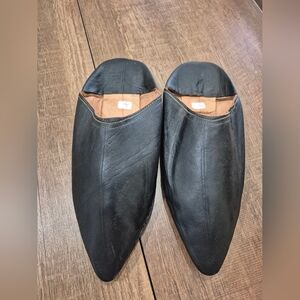 Handmade Moroccan Black  Babouche Men's Slippers Size: 12 US / 46 Eur